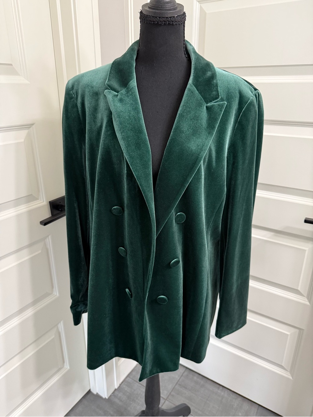 Bar III Dark Green Velvet Double-Breasted Blazer